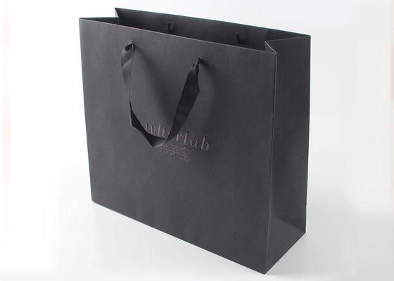 Estilo luxuoso sacos de compras de papel impressos recicláveis com fita do Grosgrain