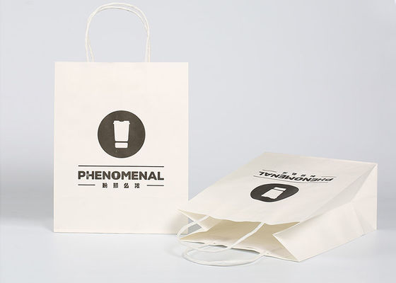 Sacos brancos da embalagem do grande papel, sacos impressos do presente para a embalagem do vestuário do presente