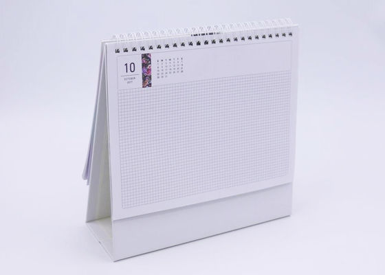 Calendário de mesa de papel com tampa plástica transparente, calendários de mesa do negócio 300gsm