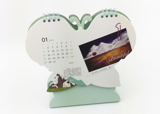 Forma mensal original personalizada da borboleta do calendário de mesa do escritório com suporte