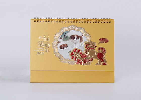 Selo quente espiral clássico bonito da folha do material e do ouro do papel de arte do calendário de mesa