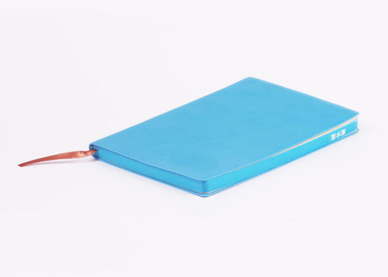 O plutônio cobre a luz - caderno azul da tampa macia com a faixa da borda e da barriga da cor