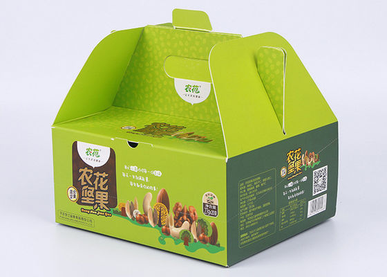Leve embora a laminação lustrosa de empacotamento das caixas do papel verde e o vinco macio para o empacotamento de alimento